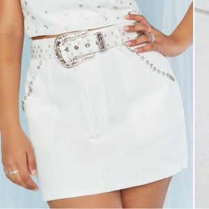 Show Me Your MuMu - Shania Skirt Rhinestone White Denim Size M
